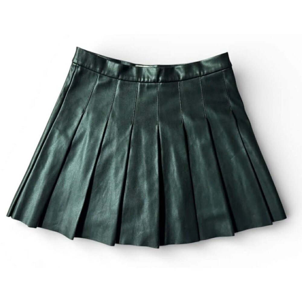 ⚫️ Pleated Faux Leather Mini Skirt Black